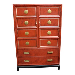 Chinoiserie Linen Press For Sale