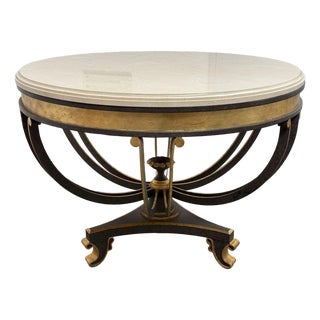 Thomas Pheasant for Niermann Weeks Neoclassical Marble Top Center Table. 48.5 Inches For Sale
