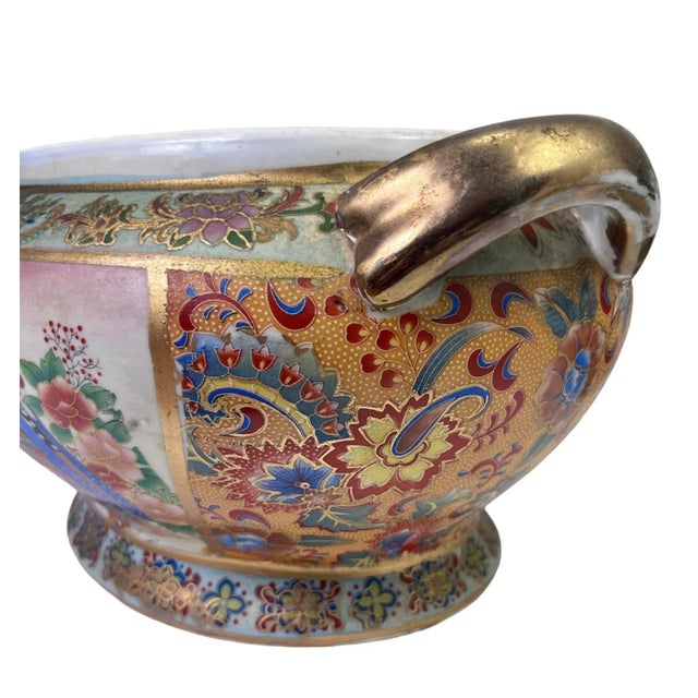 Early 20th Century Early 1900s Antique Satsuma Style Tureen With Under Plate For Sale - Image 5 of 12