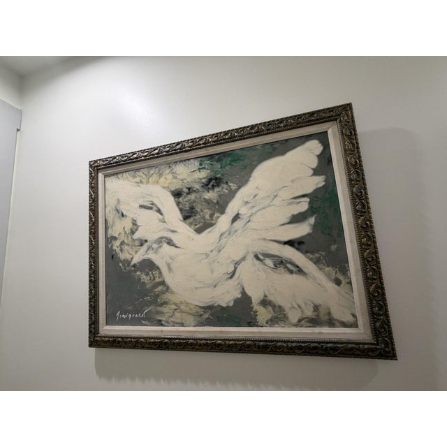 Contemporary Ignacio Sanchez Untitled (White) Poured Epoxy Painting in Gold Frame, Signed For Sale - Image 3 of 3