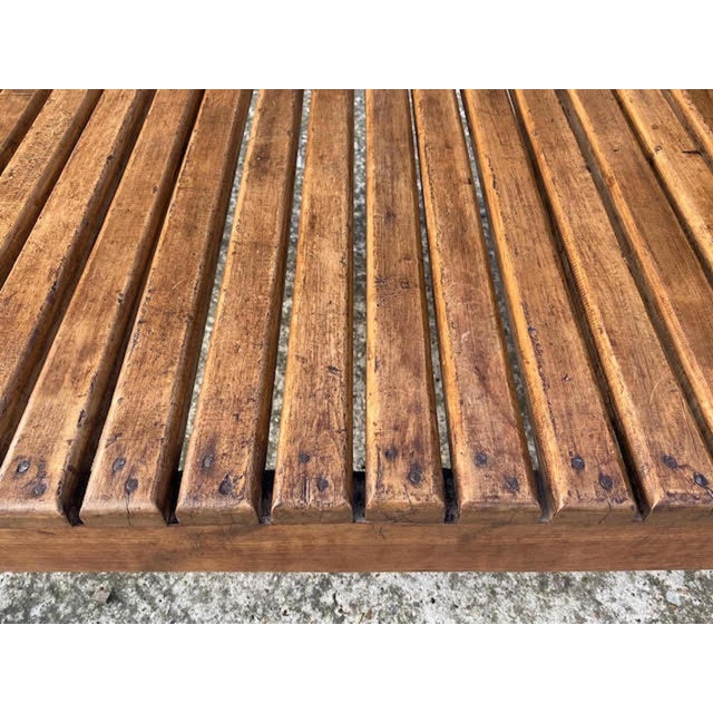 Vintage French Walnut Slat Coffee Table, 1950 For Sale - Image 4 of 8