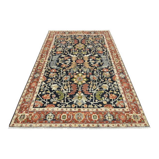 Ziegler Rug 9’1” X 12’3” Blue Wool Traditional Hand-Knotted Oriental Carpet For Sale