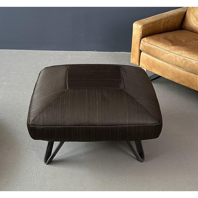 Pouf with Black Square Pillow and Iron Legs For Sale - Image 5 of 5