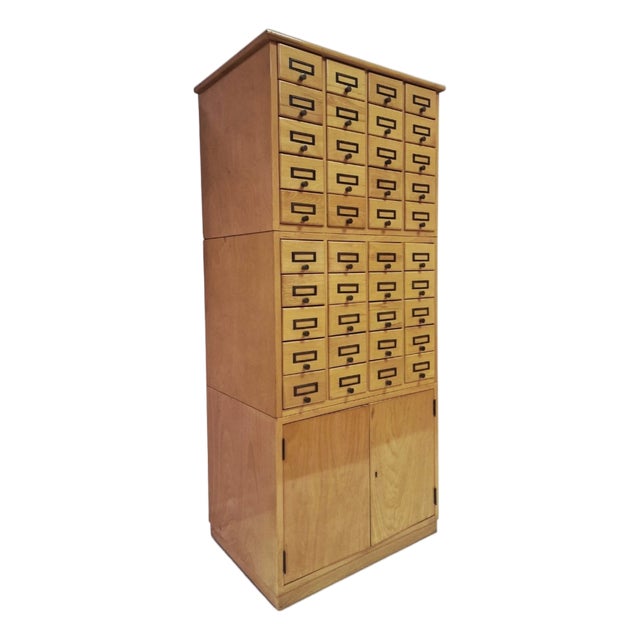 Vintage Beech Wood Filing Cabinet, 1960s For Sale