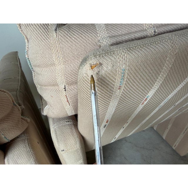 1980s Italian Postmodern Fully Upholstered Lounge Chairs on Casters – A Pair For Sale - Image 15 of 17