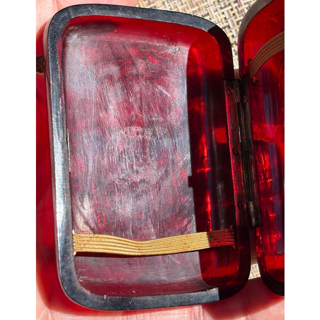 Plastic Beautiful Antique Chinese Red Resin Dragon Cigarette Case For Sale - Image 7 of 7