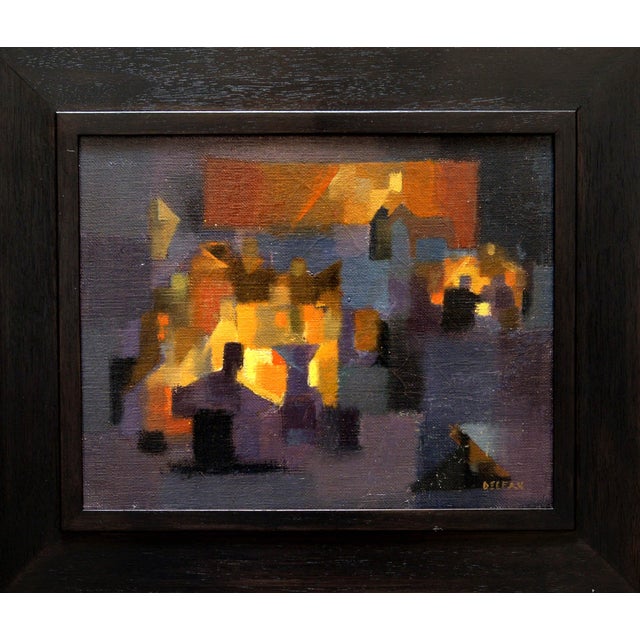 A Dramatic Mid-Century City Nocturne by Notable Artist Andre Delfau For Sale