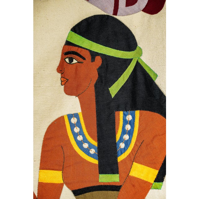 Textile Amazing Large Antique Egyptian Egypt Wall Hanging Hand Sewn Appliqué Textile Egyptian Art Statement Tapestry Banner Home Decor For Sale - Image 7 of 14