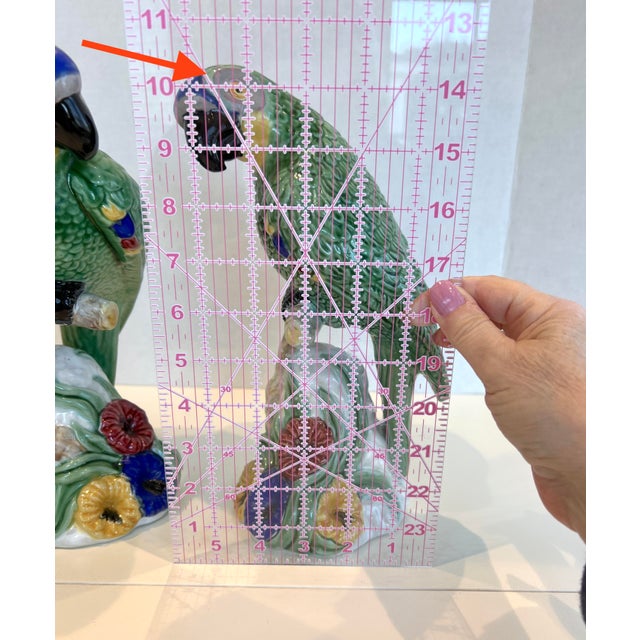 Vintage Bordallo Pinheiro Majolica Parrots - A Pair For Sale - Image 13 of 18