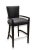 A contemporary modern pair of woven black leather and wood bar height barstools. A very handsome pair of black barstools....