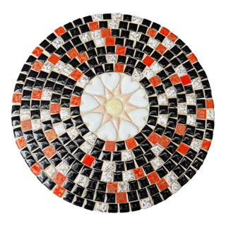 Mid 20th Century Mid Century Modern Mosaic Tile Footed Wood Trivet For Sale