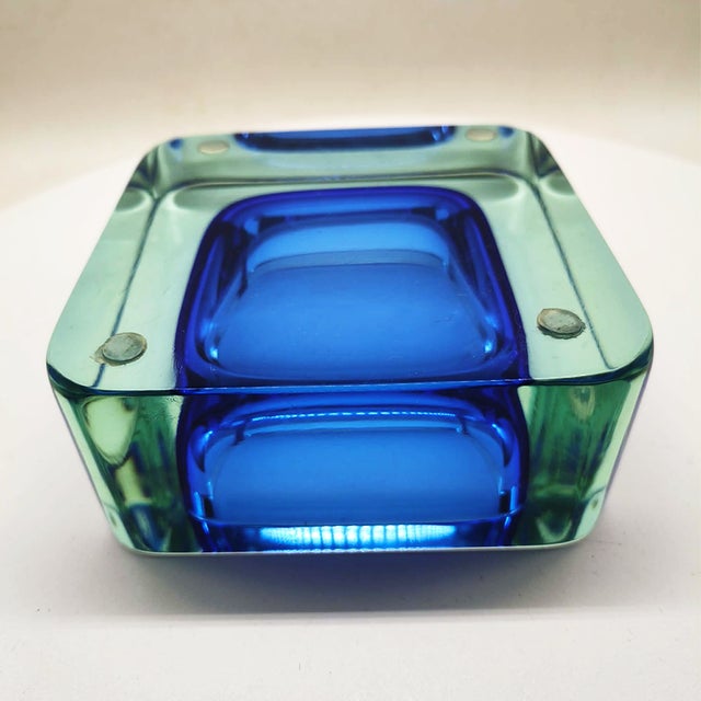 Glass Large Square Handcrafted Ashtray or Catchall in Murano Glass, Italy, 1960s For Sale - Image 7 of 9