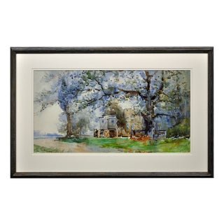 Edgar Woollatt, Romany Caravan at the Round House, Clifton Lane, Wilford, Nottingham, 1910, Watercolour, Framed For Sale