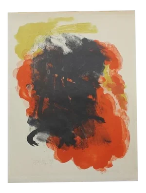 Abraham Rattner Abstract Painting Orange and Black
