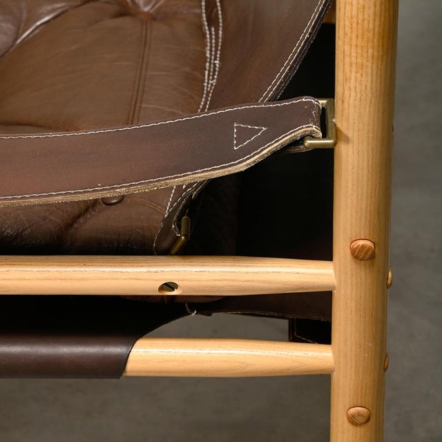 Sirocco Safari Lounge Chairs in Dark Brown Leather and Ash by Arne Norell for Arne Norell Ab, 1970s, Set of 2 For Sale - Image 15 of 18