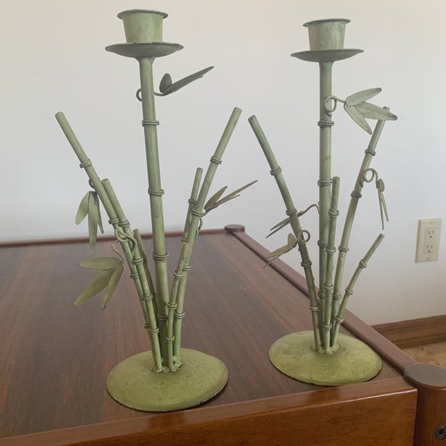 Vintage Bamboo Design Candle Holders a Pair Chairish