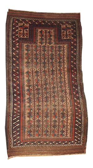 1880s Handmade Antique Afghan Prayer Baluch Rug