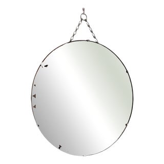 Mid-Century Round Bevelled Mirror For Sale