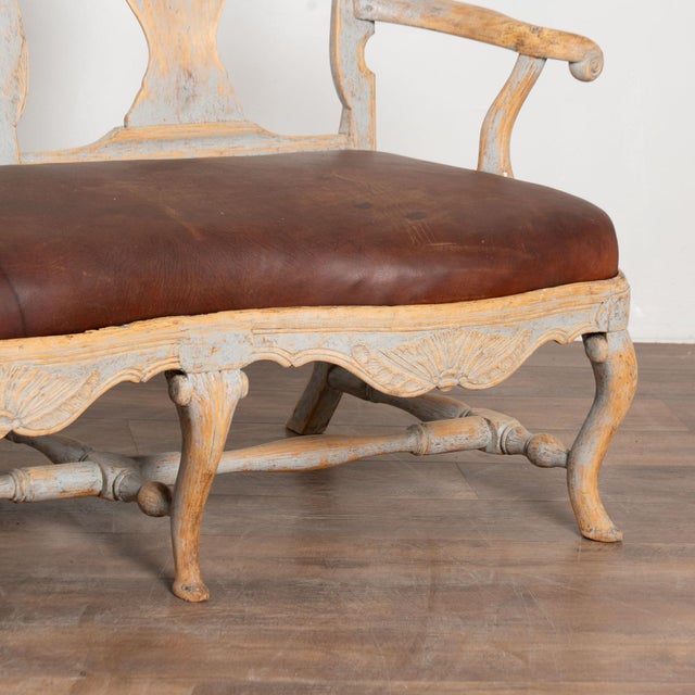 Early 19th Century Swedish Rococo Painted Pine Bench Settee For Sale - Image 9 of 10