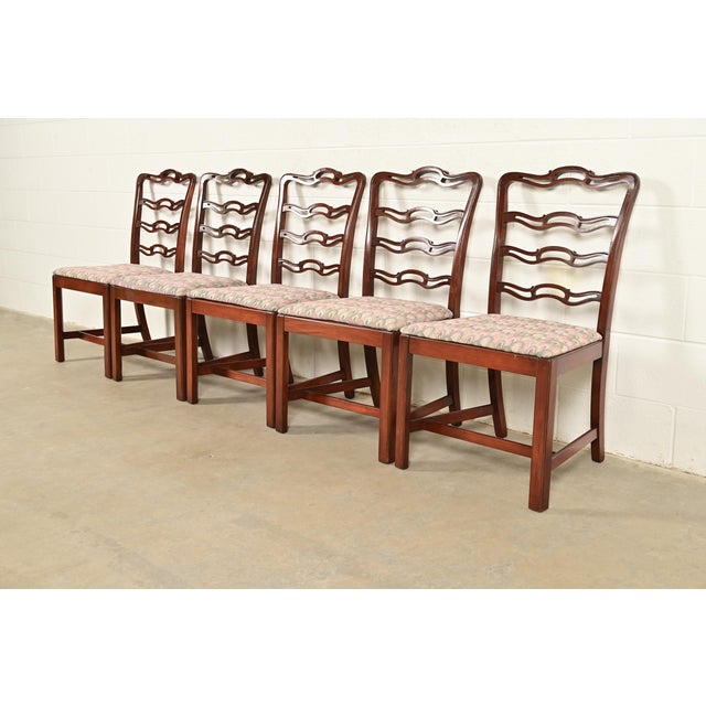 Baker Furniture Company Baker Furniture Style Georgian Carved Mahogany Dining Chairs, Set of Five For Sale - Image 4 of 12