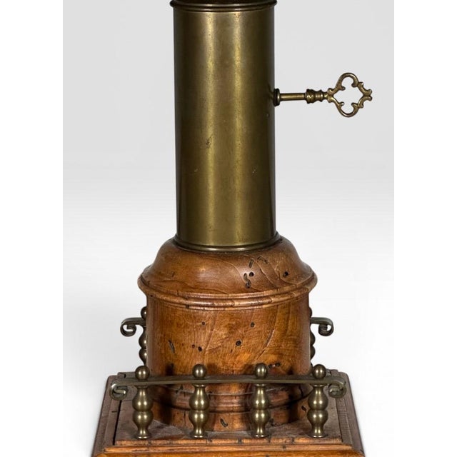 Antique Victorian Converted Brass Column Lamp on Wood Base With 1786 Plaque For Sale - Image 4 of 17