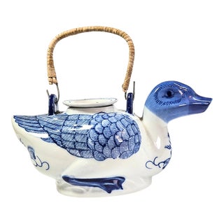 Japanese Blue Duck Teapot For Sale