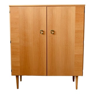 Vintage Shoe Cabinet in Light Wood and Chrome-Plated Metal, 1960s For Sale