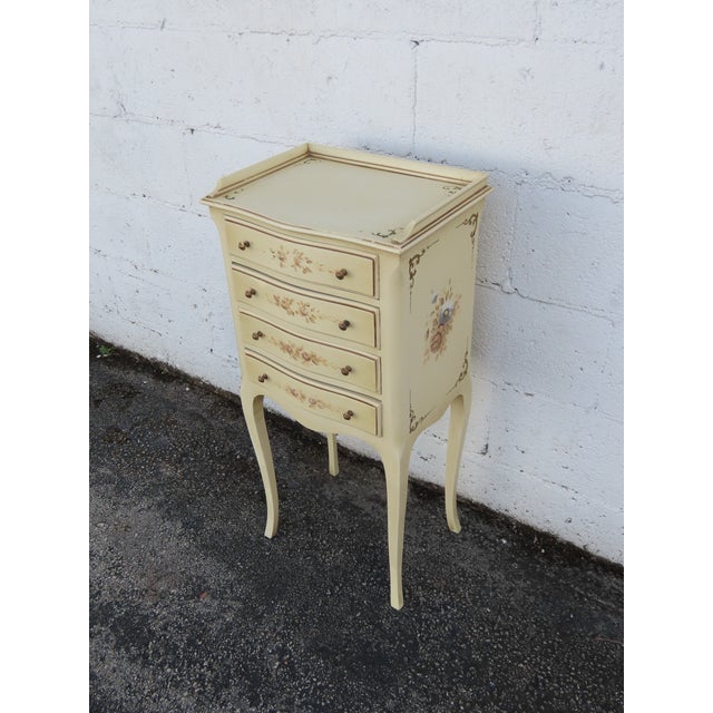 French Shabby Chic Painted Tall Narrow Nightstand Side End Table 6327 For Sale - Image 14 of 15