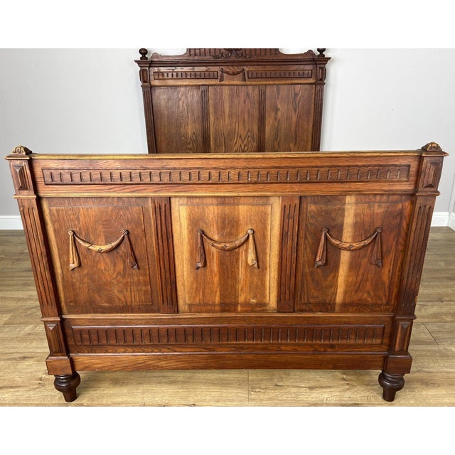 Contemporary Antique French Style Oak Double Bed Frame For Sale - Image 3 of 18
