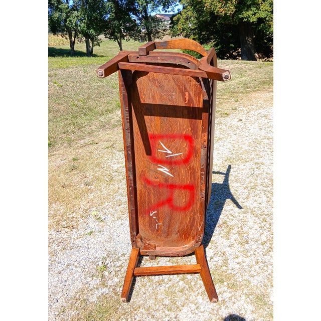 Antique Quartersawn Oak Court House Bench Bl Marble Chair Co Bedford Ohio 1920 For Sale - Image 14 of 14