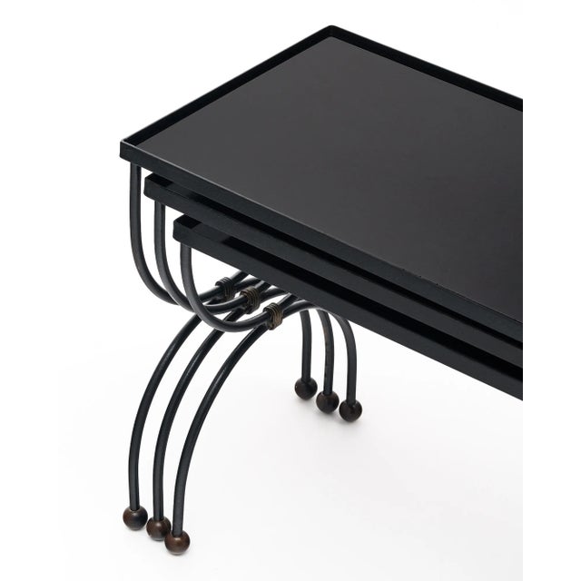 Black French Vintage Black Nesting Tables For Sale - Image 8 of 9