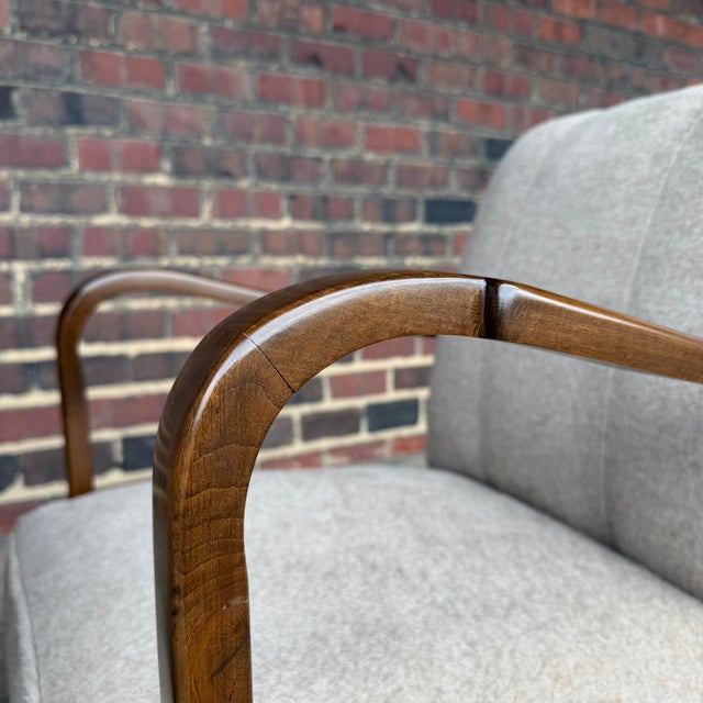 Pair of Restored European Modern Lounge Chairs in Teddy Mohair Style Fabric For Sale - Image 11 of 12