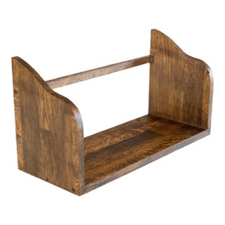 Mid-Century English Tiger Oak Table Top Book Trough Rack Stand For Sale