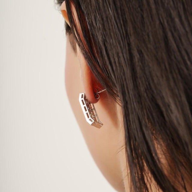 Silver Multi Sapphire Statement Earrings With Diamonds for Her- A Pair For Sale - Image 8 of 11