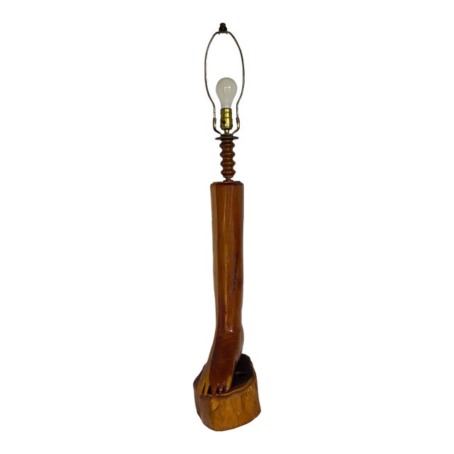 1990s Folk Art Foot Lamp For Sale
