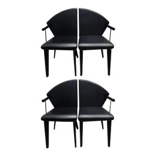 Postmodern Italian Leather Dining Chairs Attributed to Mario Morbidelli for Naos - Set of 4 For Sale