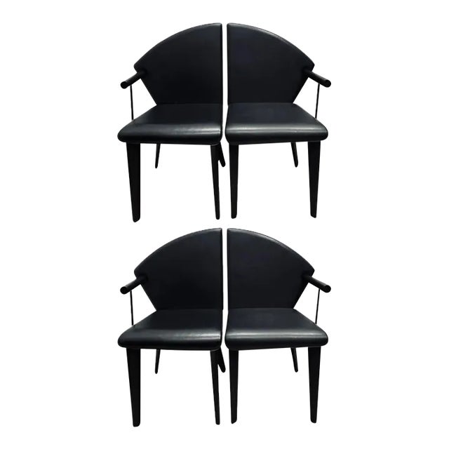 Postmodern Italian Leather Dining Chairs Attributed to Mario Morbidelli for Naos - Set of 4 For Sale