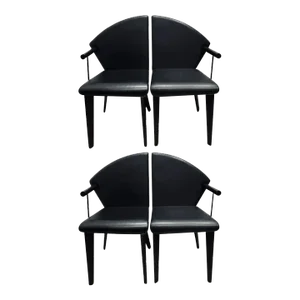 Postmodern Italian Leather Dining Chairs in the Style of Mario Morbidelli for Naos - Set of 4
