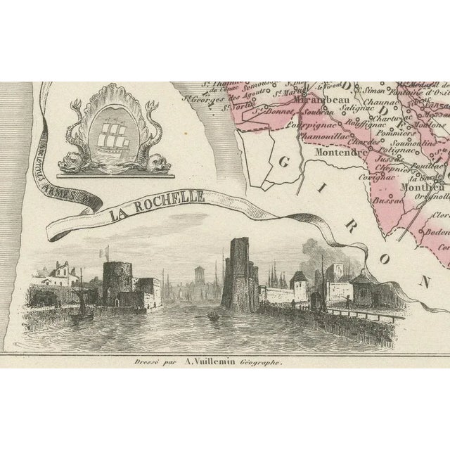 Map of Charente-Inférieure France with La Rochelle and Coastal Vineyards, 1850 For Sale - Image 6 of 10