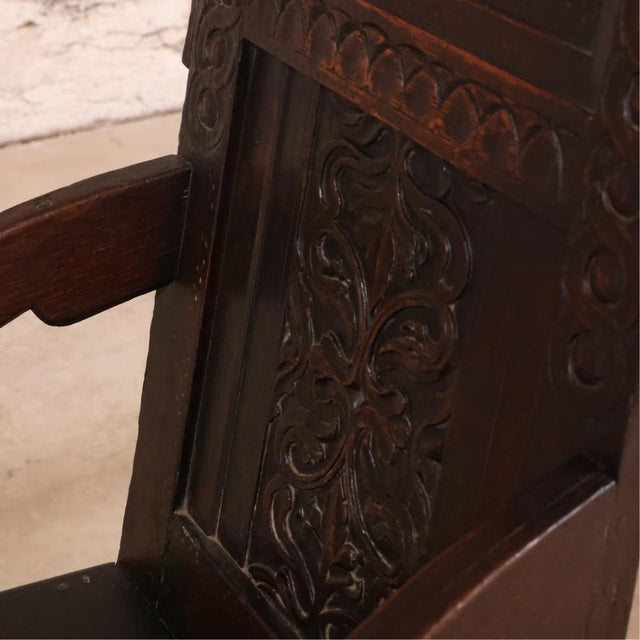 17th Century English Oak Gothic Carved Chair For Sale In Birmingham - Image 6 of 7