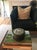 Late 20th Century Round Green Wood Box With Elephant Tin Accent For Sale - Image 5 of 10