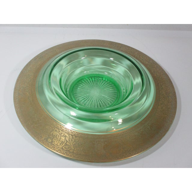 Green 1930s Art Deco Large Green Glass Console Bowl For Sale - Image 8 of 8