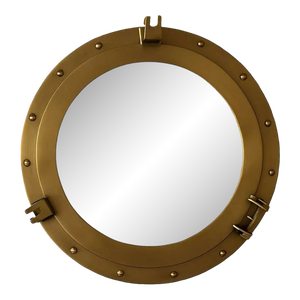 17″ Solid Brass Ship Porthole Historical Great Lakes Maritime Heritage Wall Accent 1950s