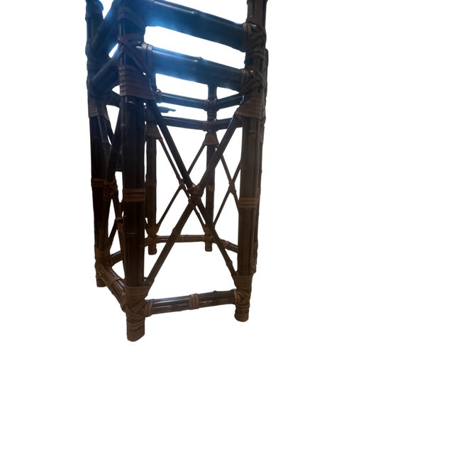 1960s McGuire Glass-Top Dining Table and Chairs – 7 Pieces For Sale - Image 9 of 17