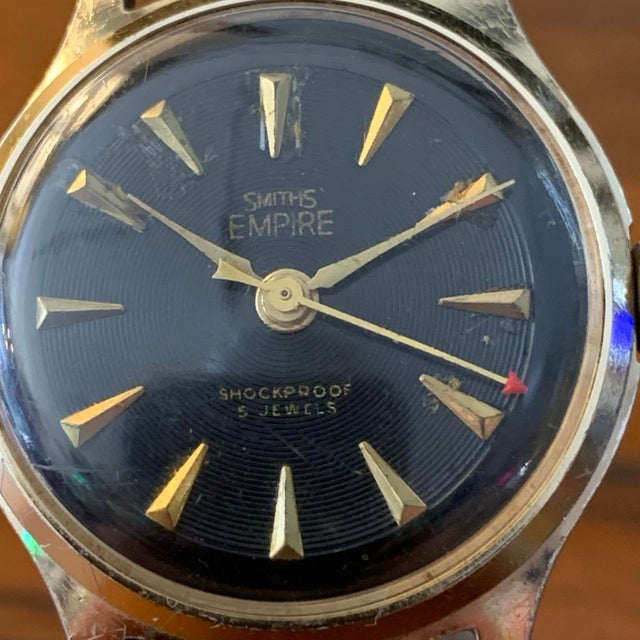 Art Deco Vintage Smiths Empire Shockproof 5 Jewels Mechanical Watch Black Dial Runs For Sale - Image 3 of 7