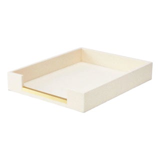 AERIN Faux Shagreen Paper Tray, Cream For Sale