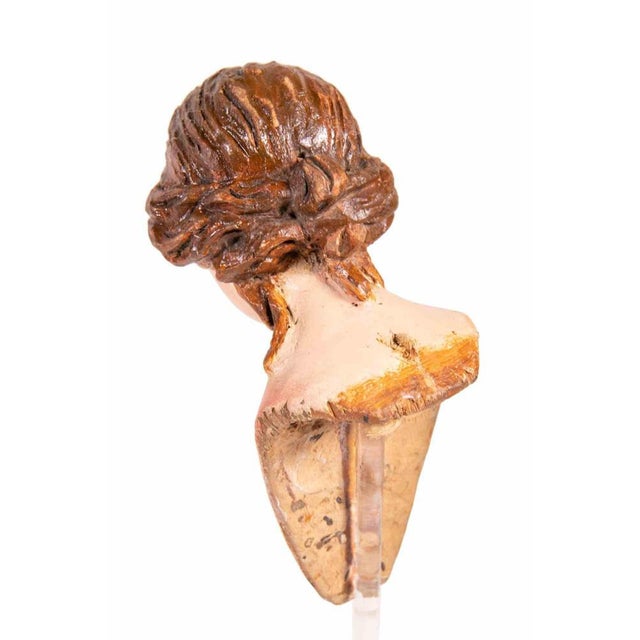 18th Century Polychrome Ceramic Sculpture of Young Girl, Italy For Sale - Image 4 of 5