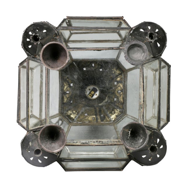 Moroccan Black Painted Tole Hall Lantern For Sale - Image 10 of 11