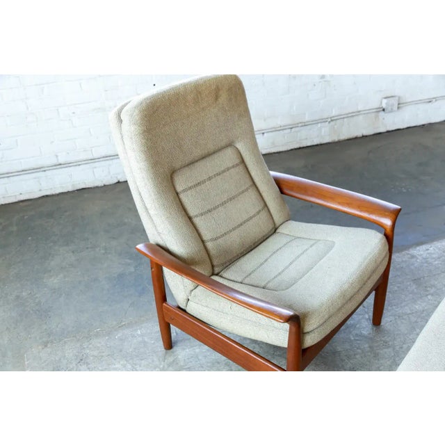 Wood Danish Modern Teak Lounge Chair With Ottoman, Denmark, Circa 1970 For Sale - Image 7 of 12