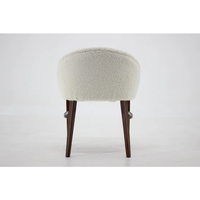 Danish Beech Chair in Sheepskin Fabric, 1960s For Sale - Image 3 of 10